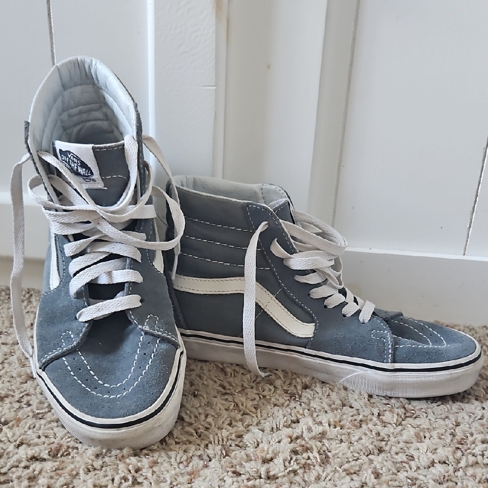 Vans High-Top Sneakers in Gray/Blue and White